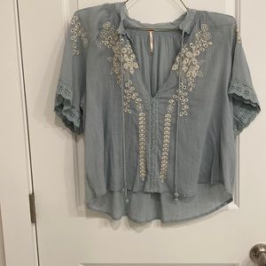 Free People blouse with embroidery detail